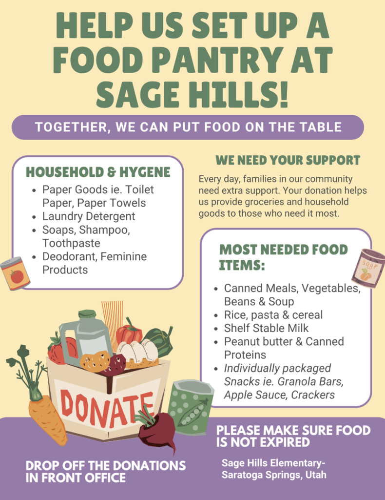 Information about Sage Hills Elementary's Food Pantry