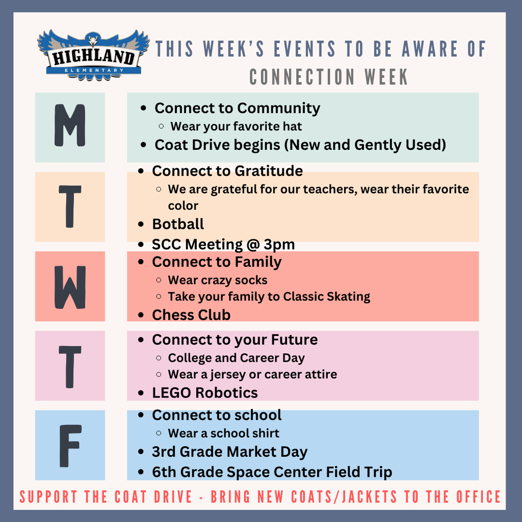 Colorful calendar of daily events