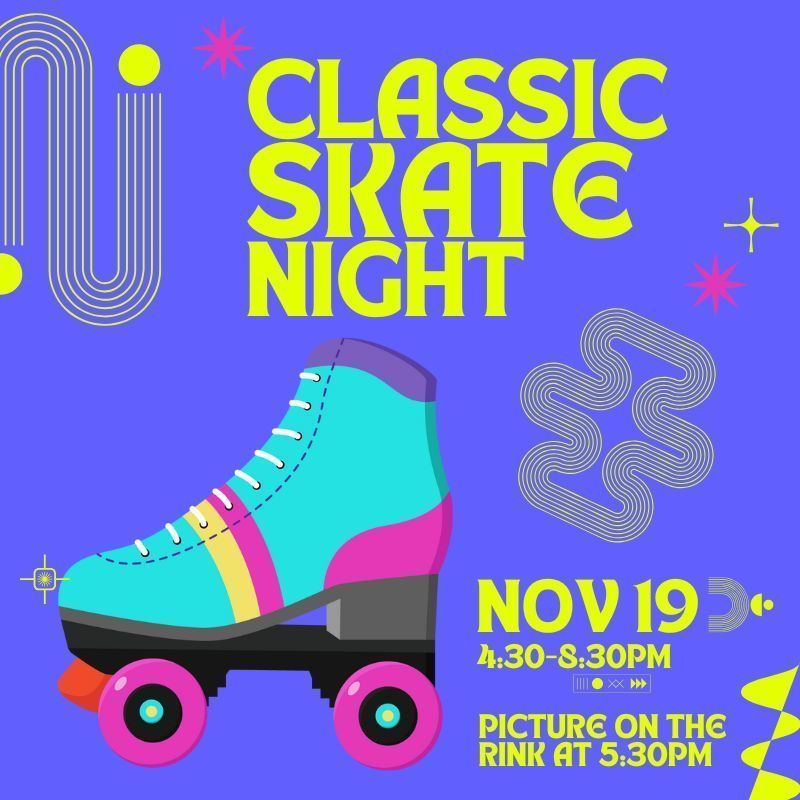 Blue background with roller skate