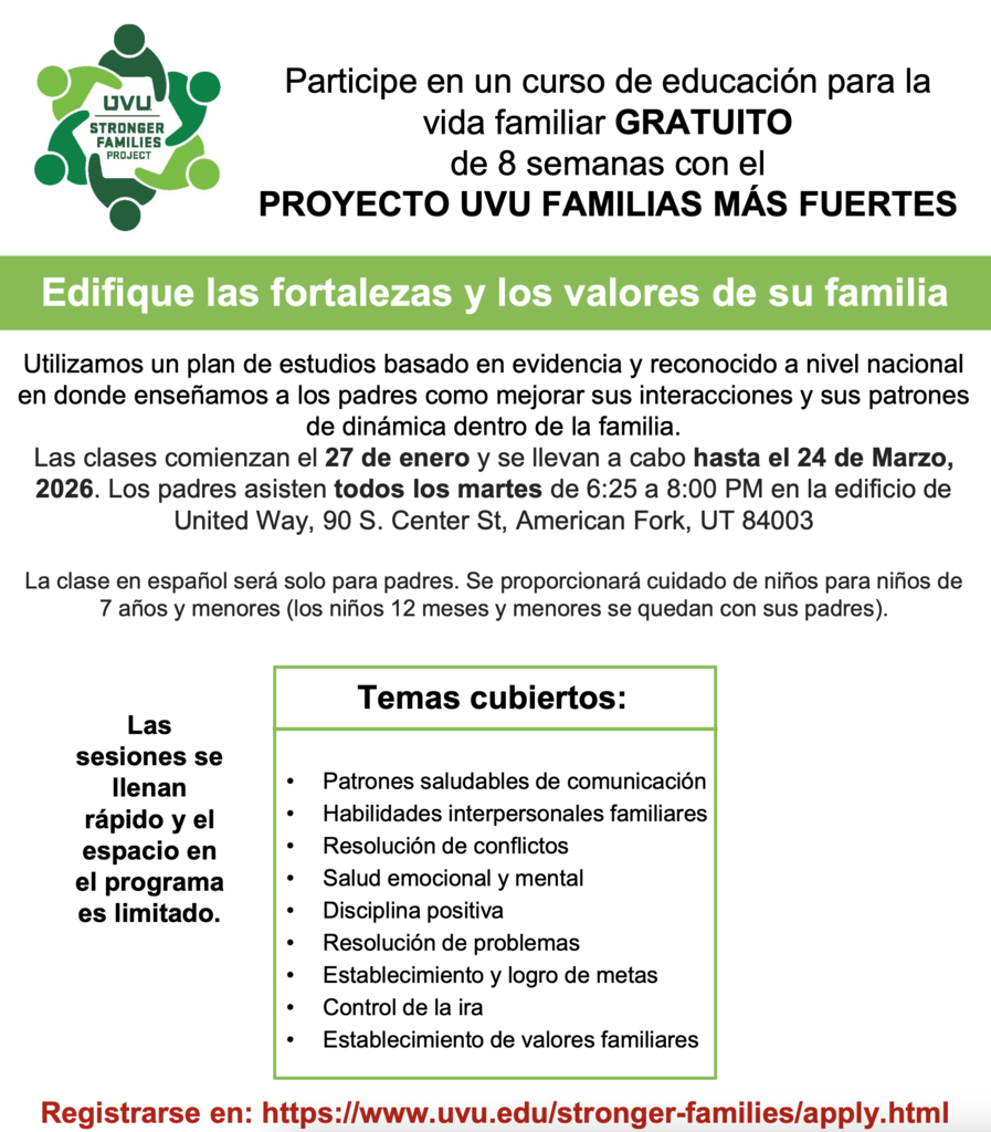 Stronger families, UVU, class, free