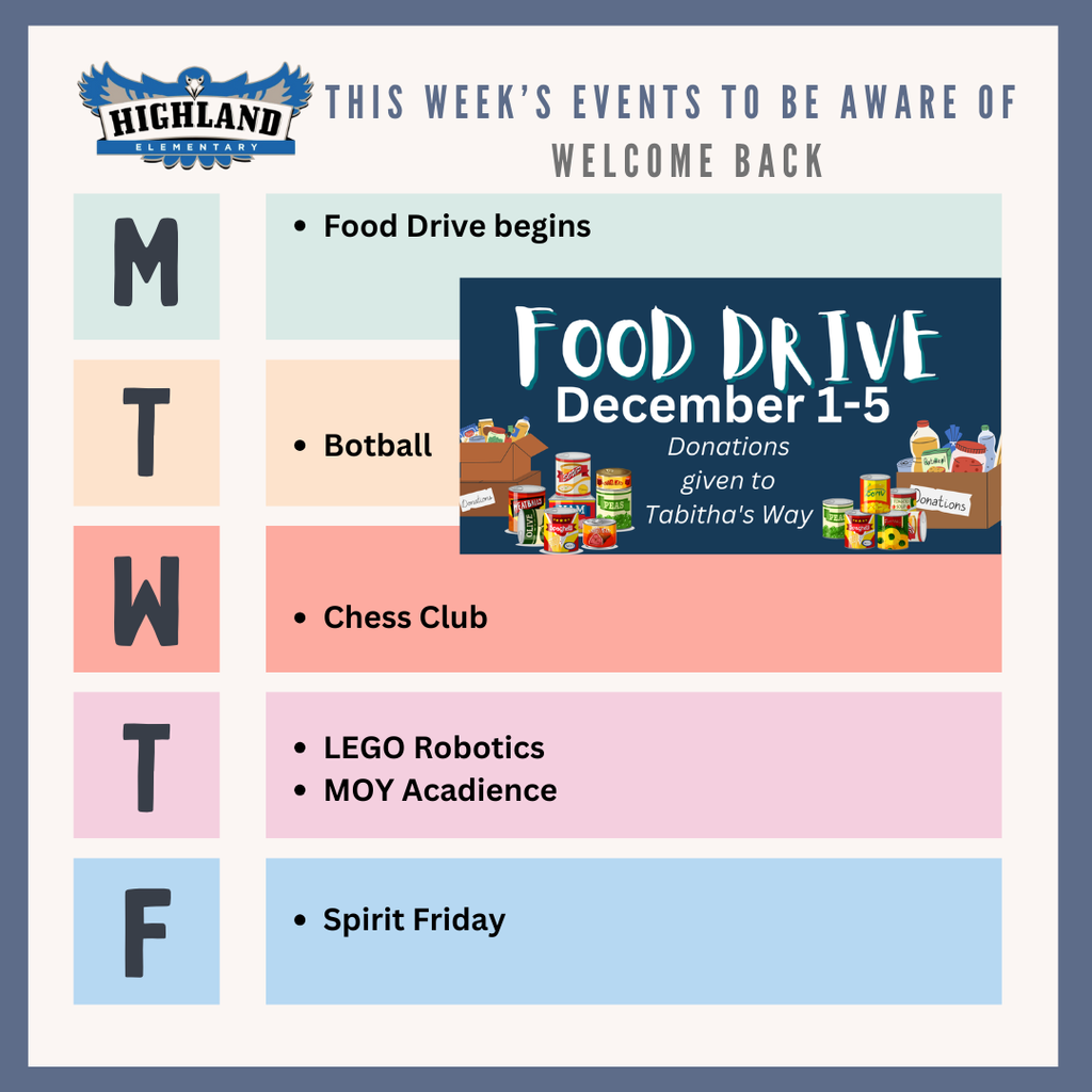 Colorful calendar of daily events