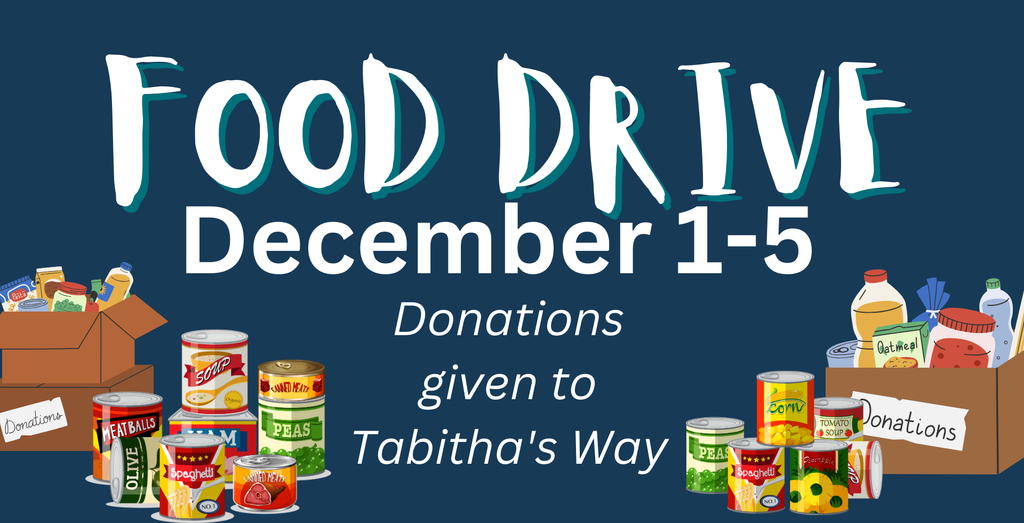 Blue background with food items