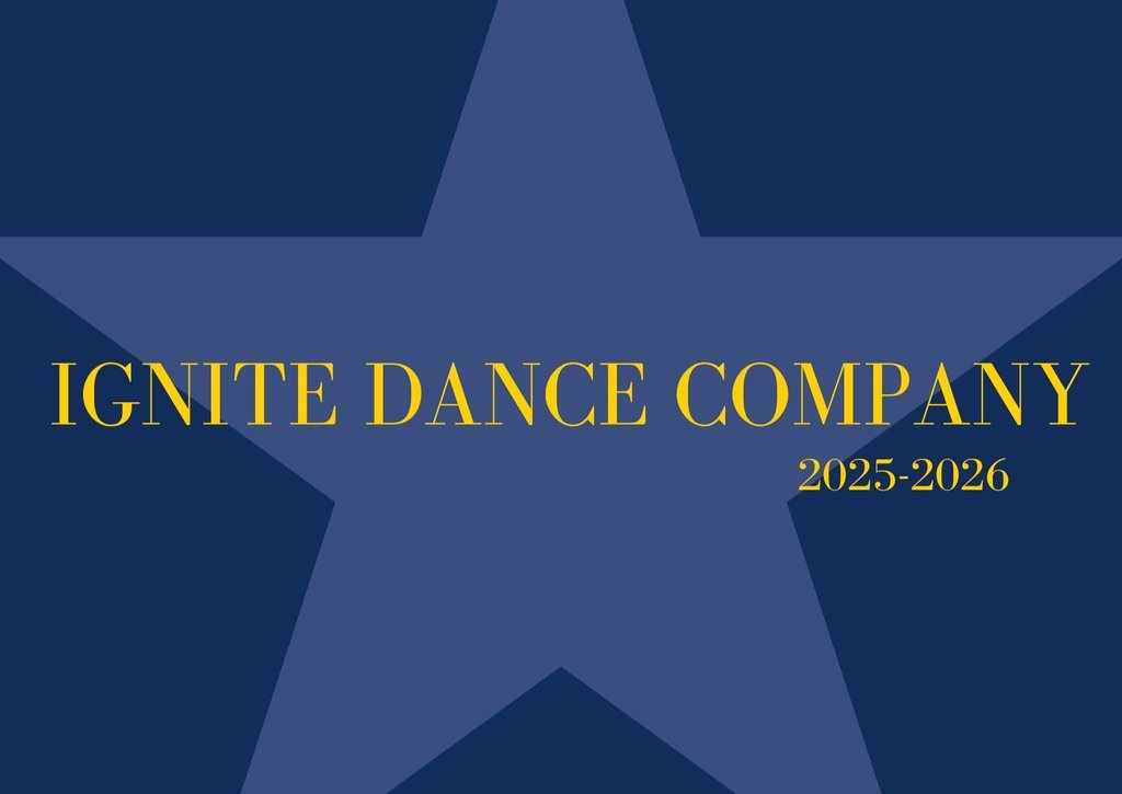 IGNIGHT DANCE COMPANY 2025-26 written in yellow over a dark blue star