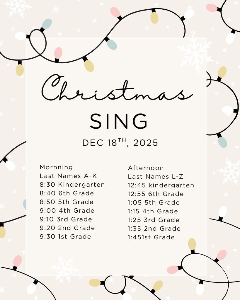 Christmas Sing December 18th Am starts at 8:30 PM starts at 12:45
