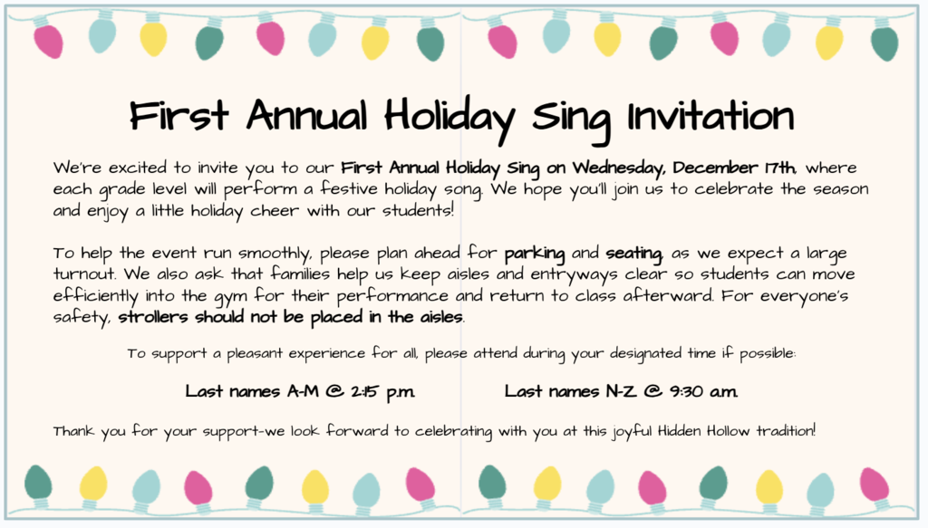 First Annual Holiday Sing Invitation