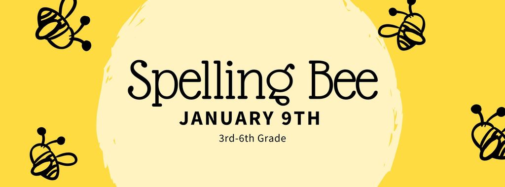 Yellow background with bees for Spelling Bee info
