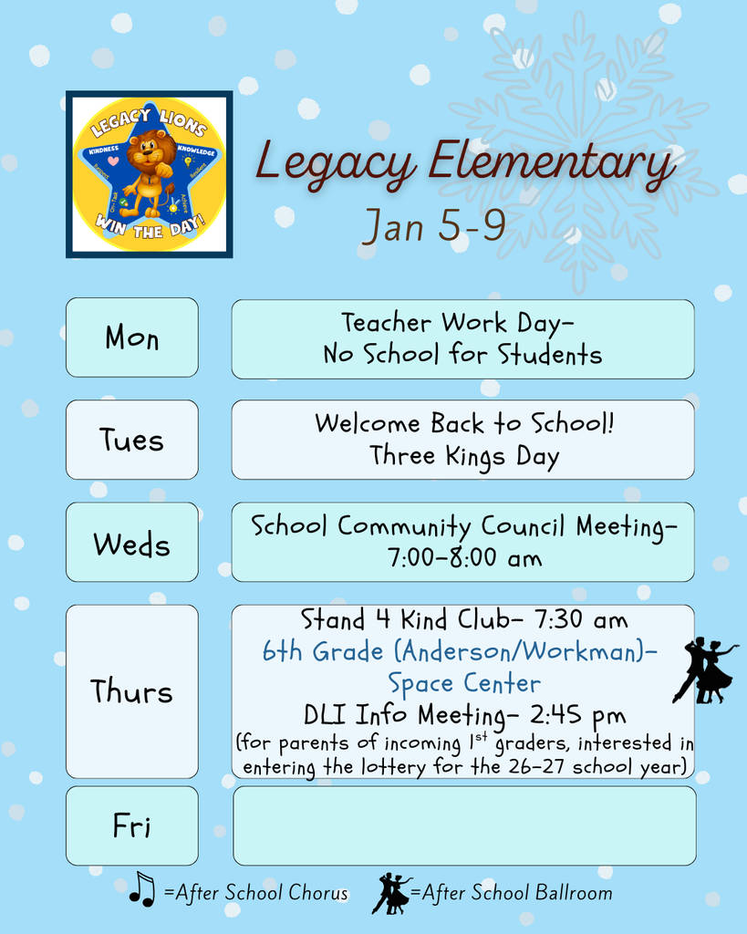 Updated: Welcome Back Lions! Weekly Events for January 5-9