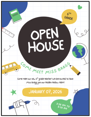 Open House for 6th Grade Teacher