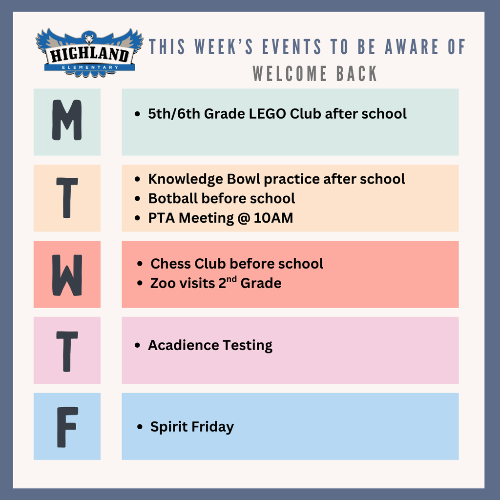 Colorful calendar of daily events