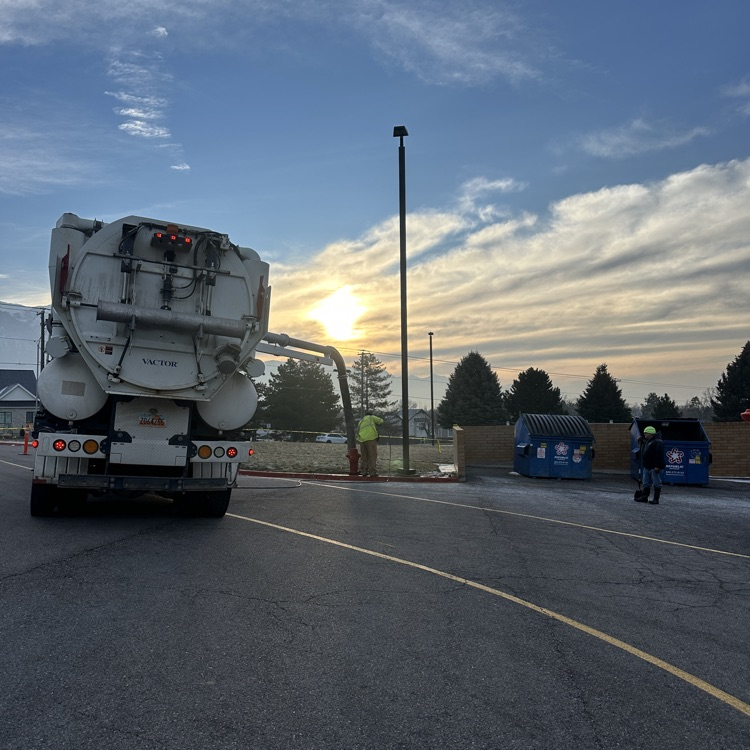 construction crews work to repair water line break 