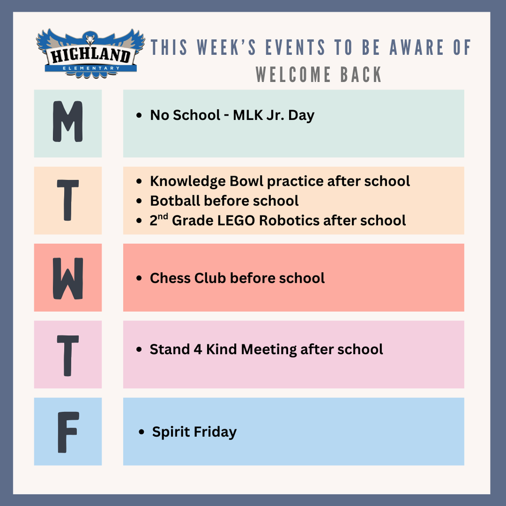 Colorful calendar of daily events