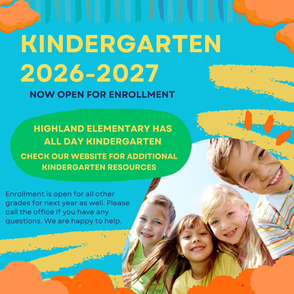 Happy kindergarten students, colorful blurbs with kindergarten enrollment info