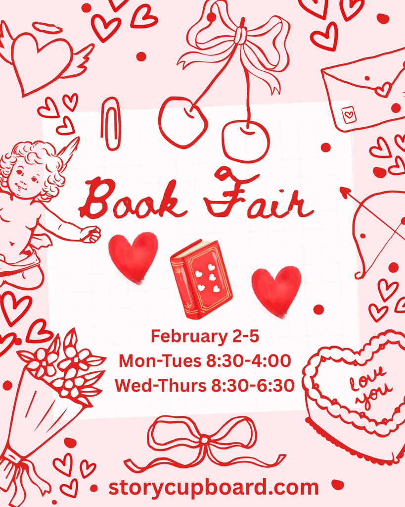 Book Fair image: February 2-5  Mon-Tues. 8:30-4 and Wed-Thurs 8:30-6:30