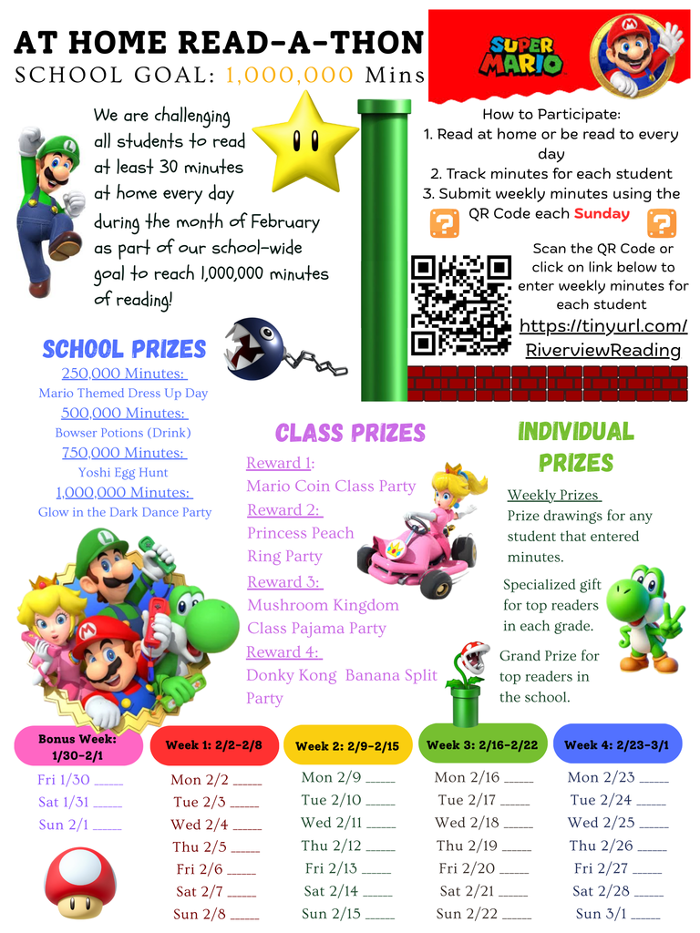 Mario Read-a-thon Flyer