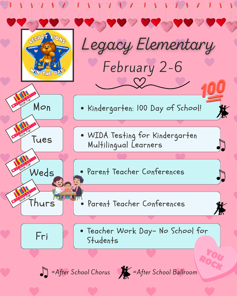 Legacy Weekly Events for February 2-6