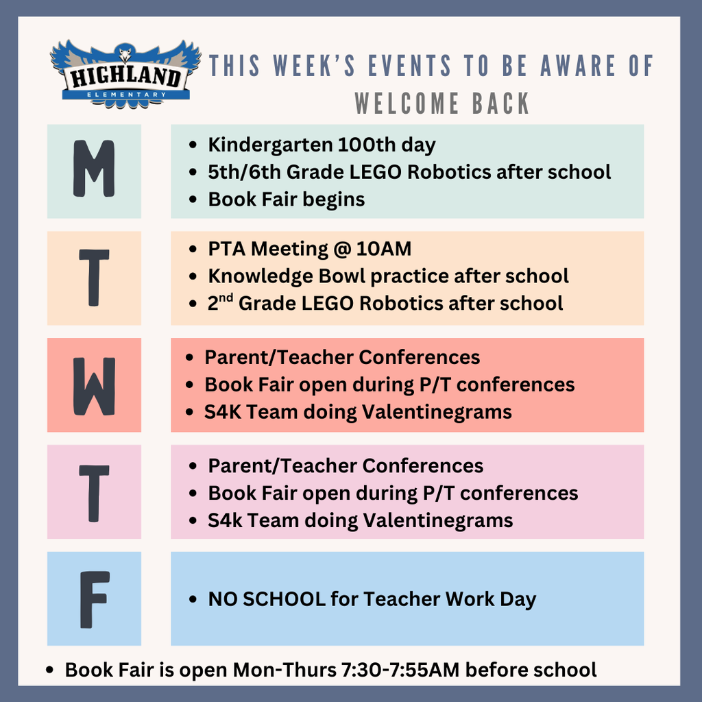 Colorful calendar of daily events