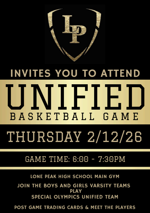 Black and gold, unified basketball game 2/12/26 @ 6PM