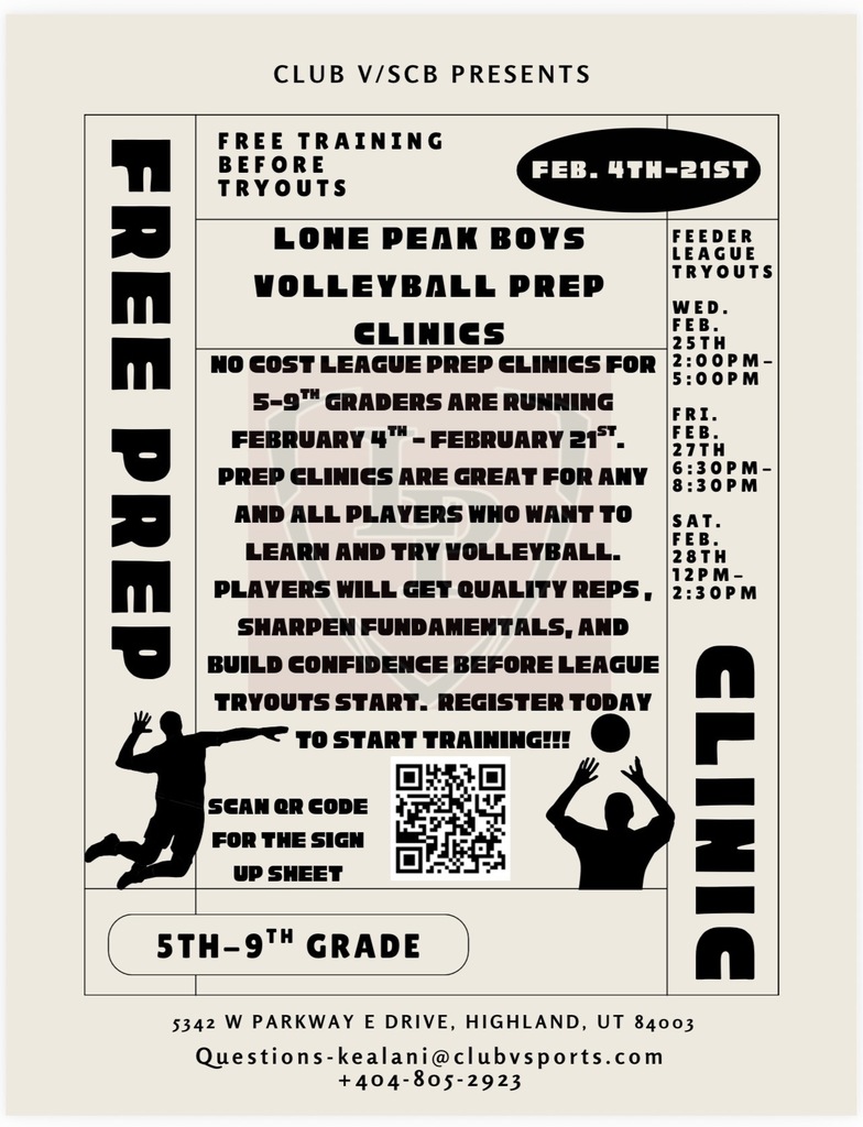 students jumping for volleyballs, clinic dates and times 