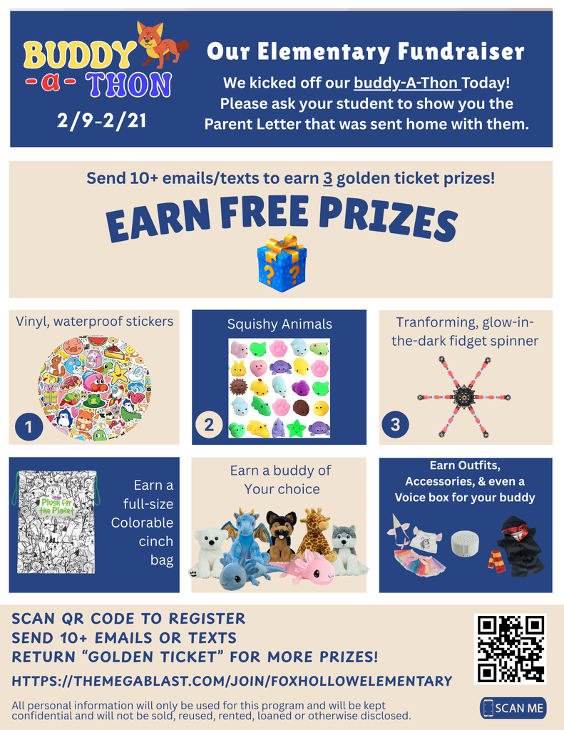 flyer with pictures of stickers, stuffed animals and other toys