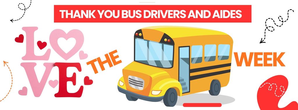 Love in square, moving bus, words say thank you bus drivers