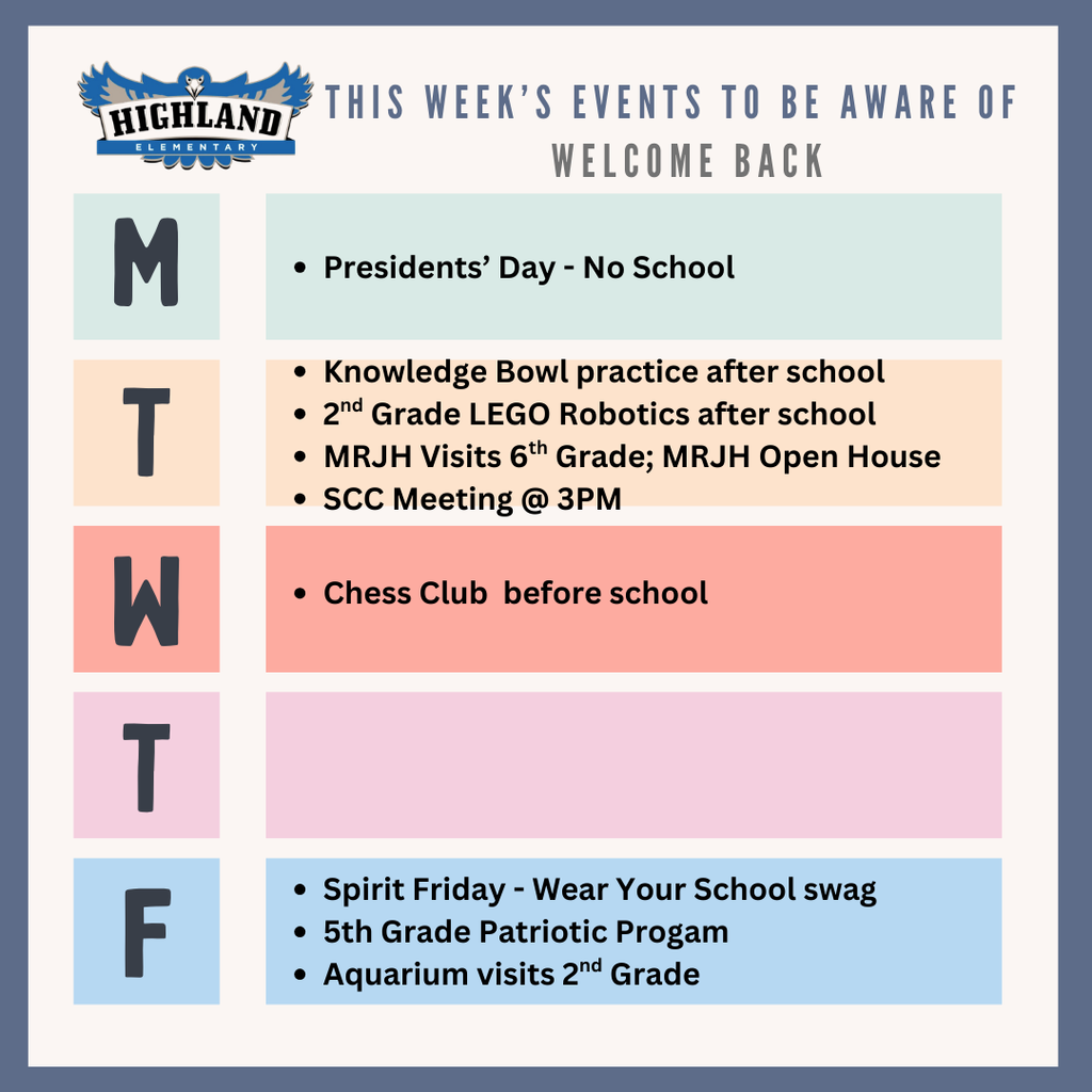 Colorful calendar of daily events