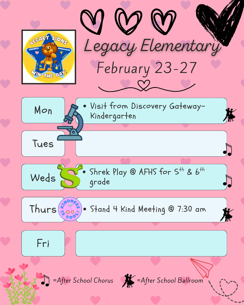 Legacy Weekly Events for February 23-27