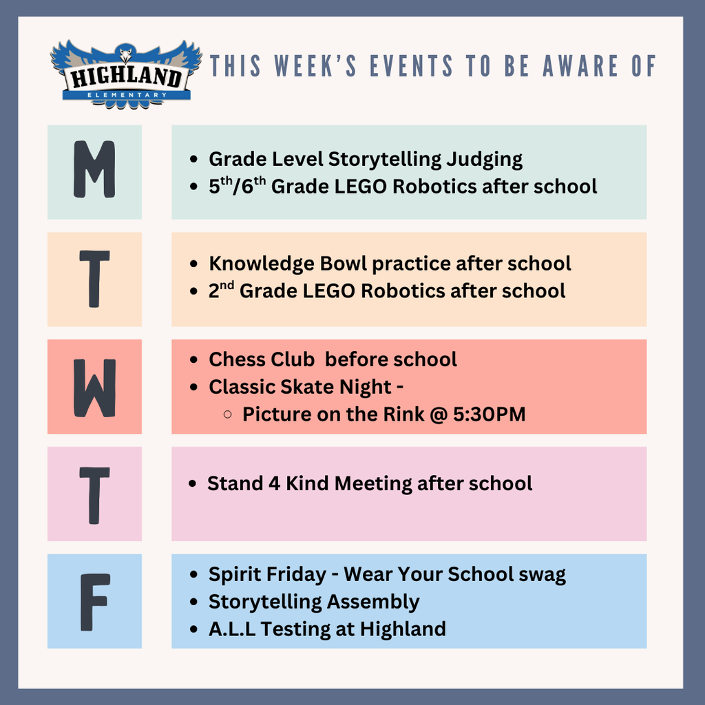 Colorful calendar of daily events