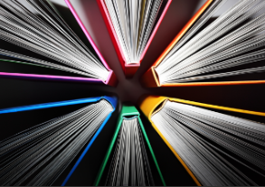 open books forming a circle each of a different color