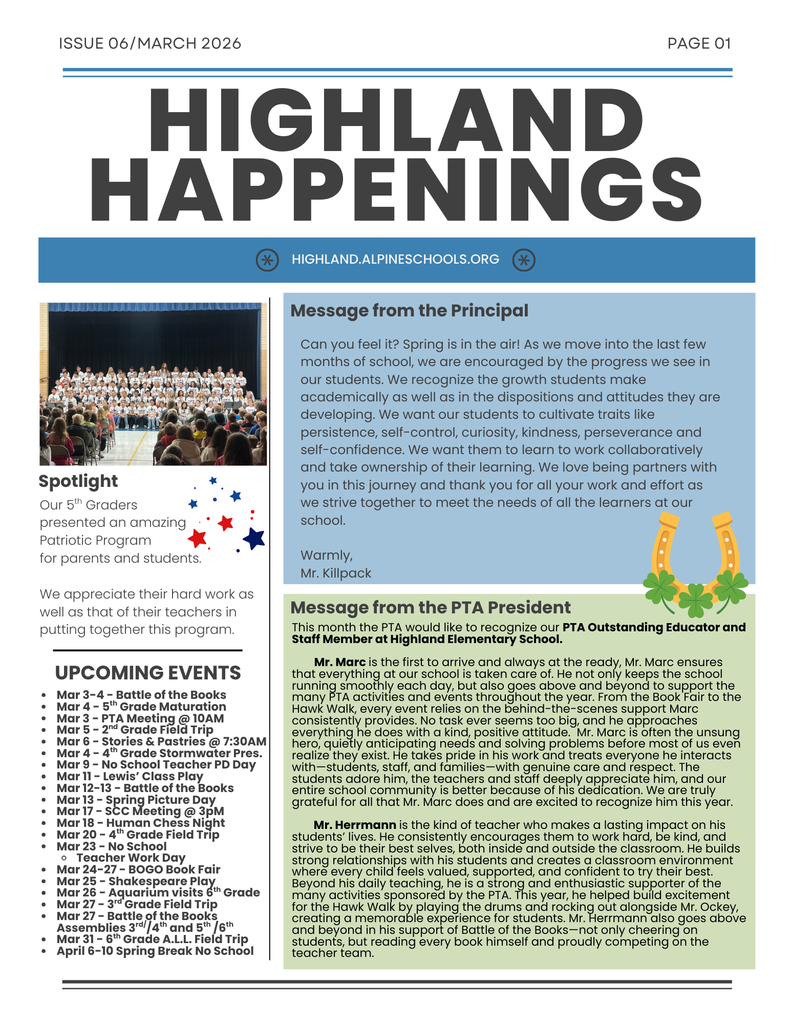 Colorful school newsletter