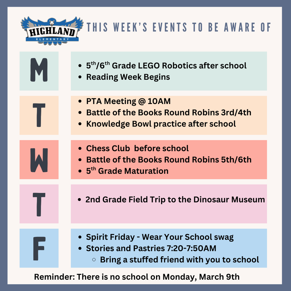 Colorful calendar of daily events