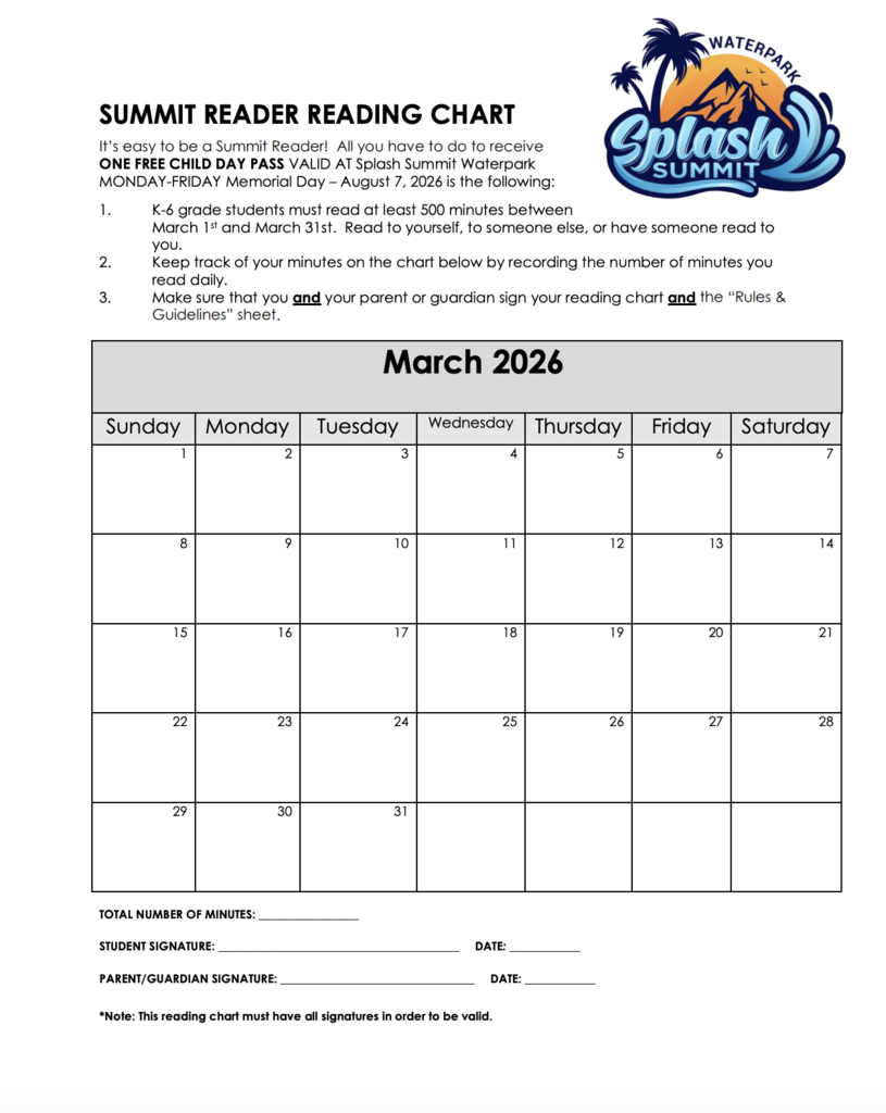 Splash summit reading calendar