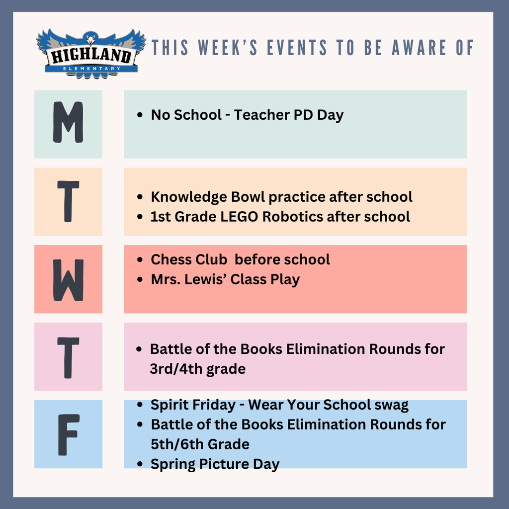 Colorful calendar of daily events