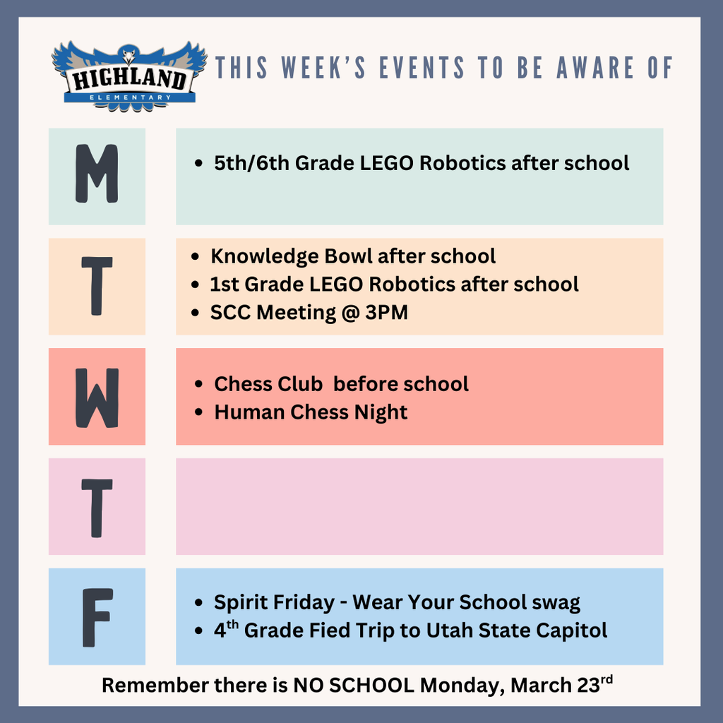 Colorful calendar of daily events