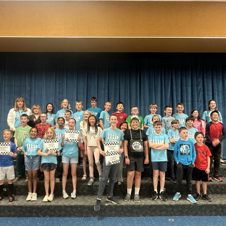 chess club students with Mrs. Lewis  