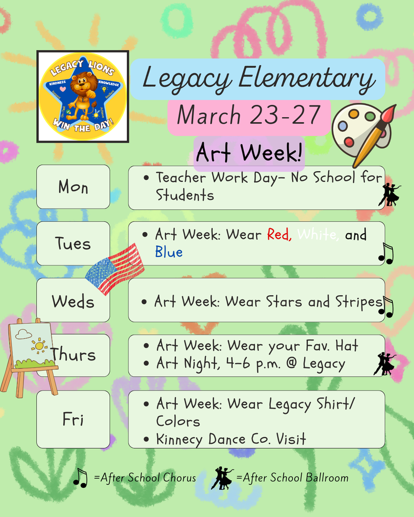 Legacy Weekly Events for March 23-27