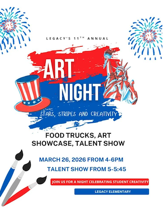 Legacy Art Night, March 26th from 4-6 pm! 