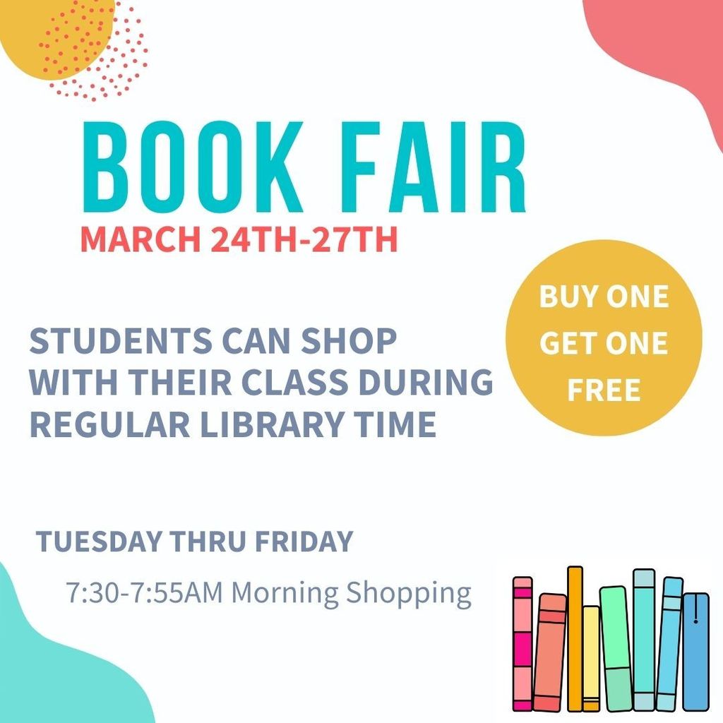 Colorful books announcing book fair 