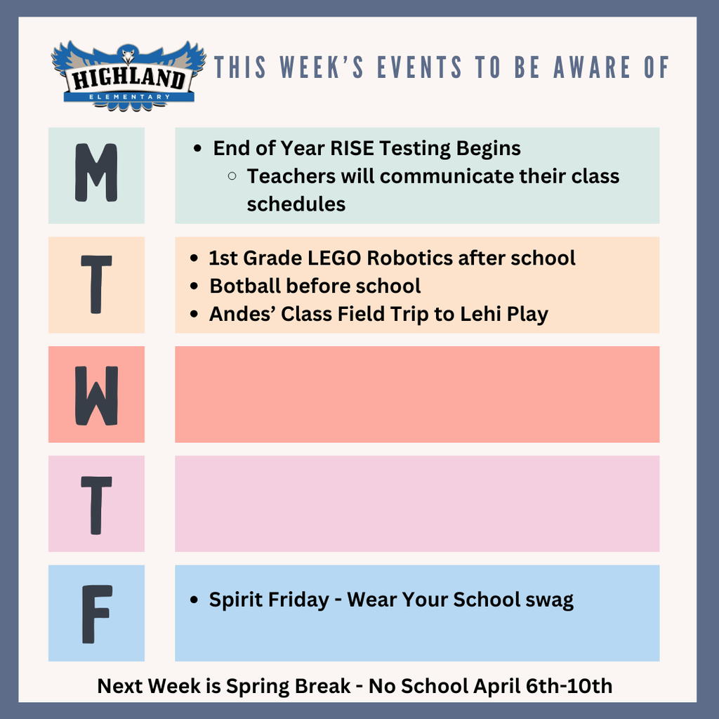 Colorful calendar of daily events