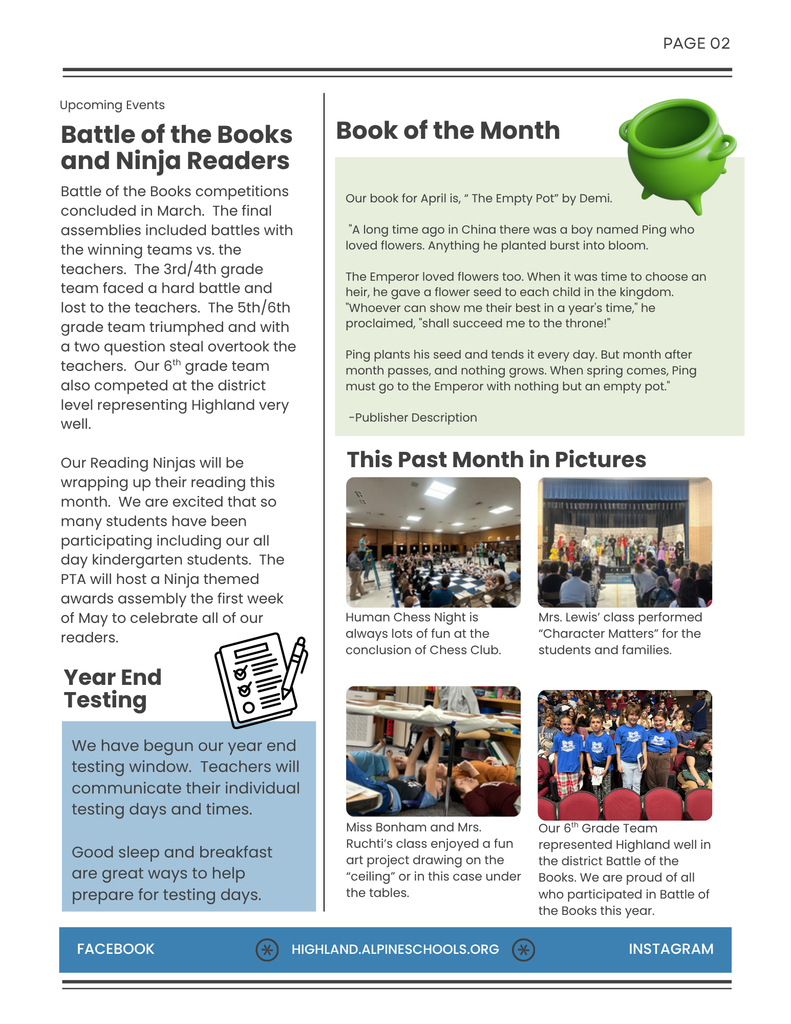 Page 2 Highland Happening Newsletter