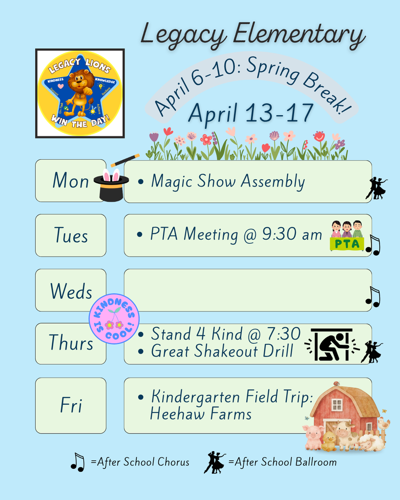 Happy Spring Break! (April 6-10) / Weekly Events for April 13-17