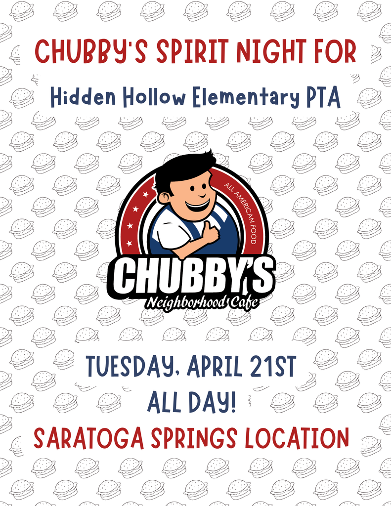 Spirit Night April 21st at Chubbys in Saratoga