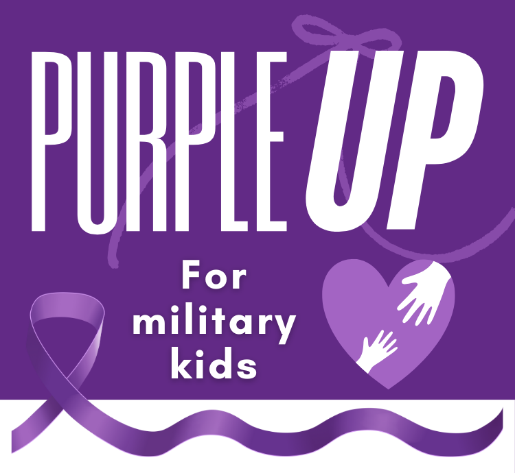 Purple background hands through heart and ribbon