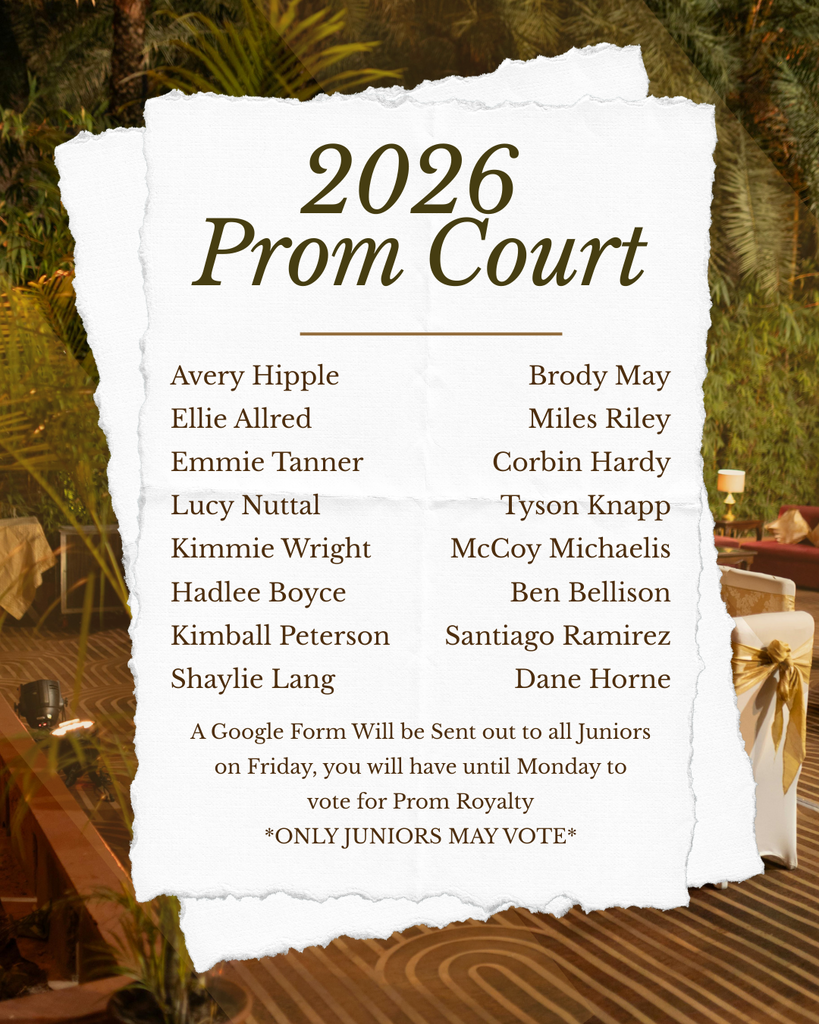 THS Prom Court 2026. Juinors will receive a Google Form to vote for King and Queen.