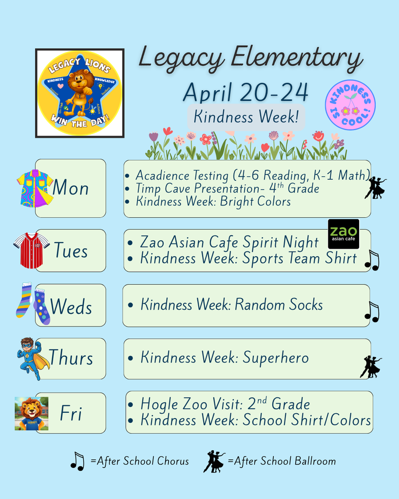 Legacy Weekly Events for April 20-24