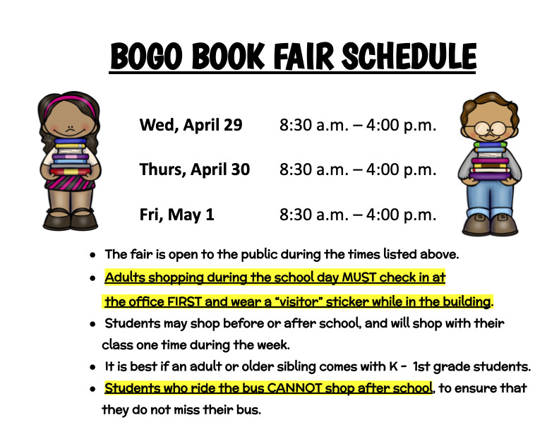 BOGO Book Fair Schedule