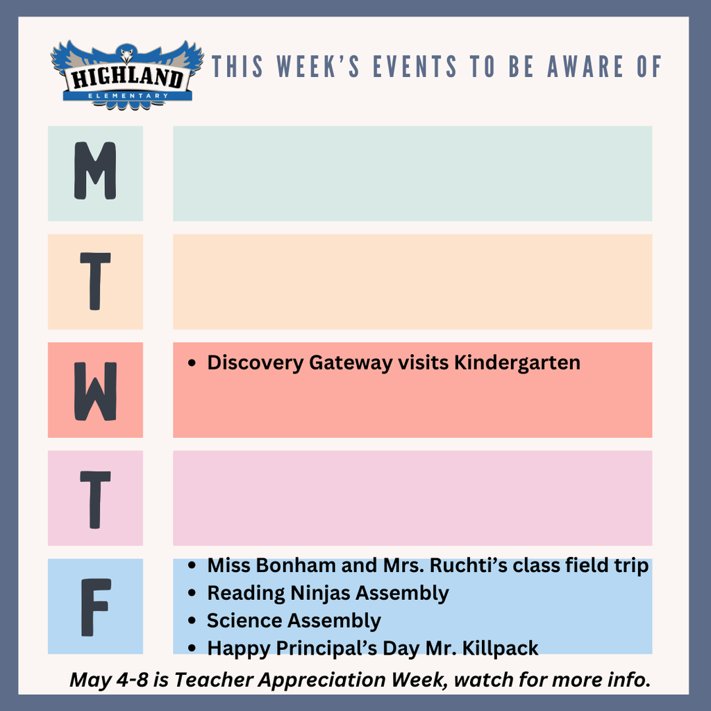 Colorful calendar of daily events