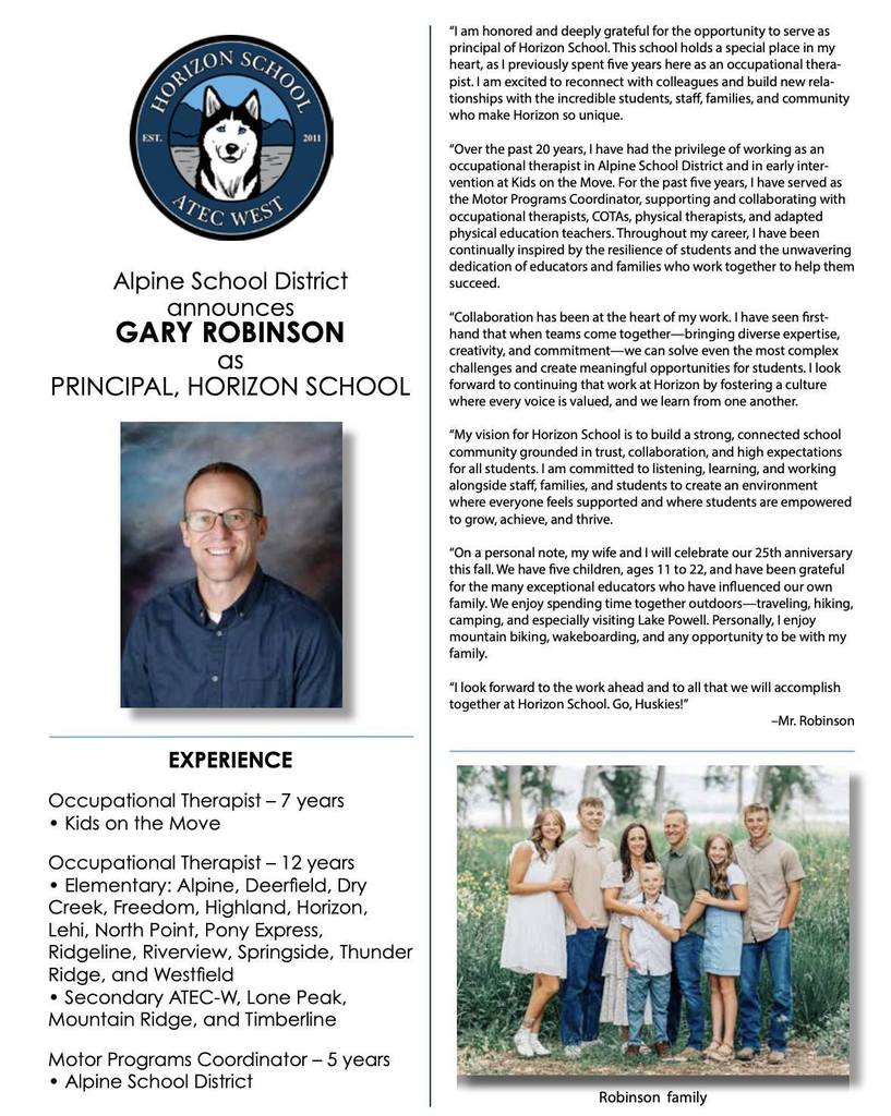 New principal - Gary Robinson