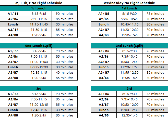 Adjusted Bell Schedule