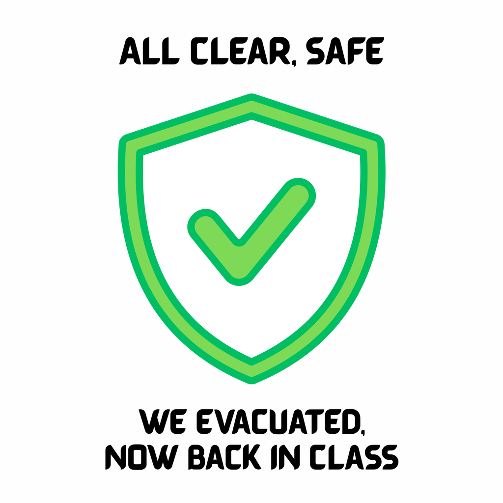check mark all clear all safe now back in class