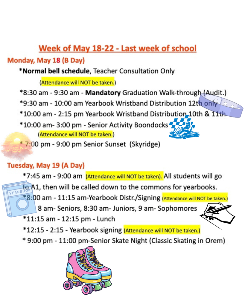 last week of school wristabands and yearbooks.